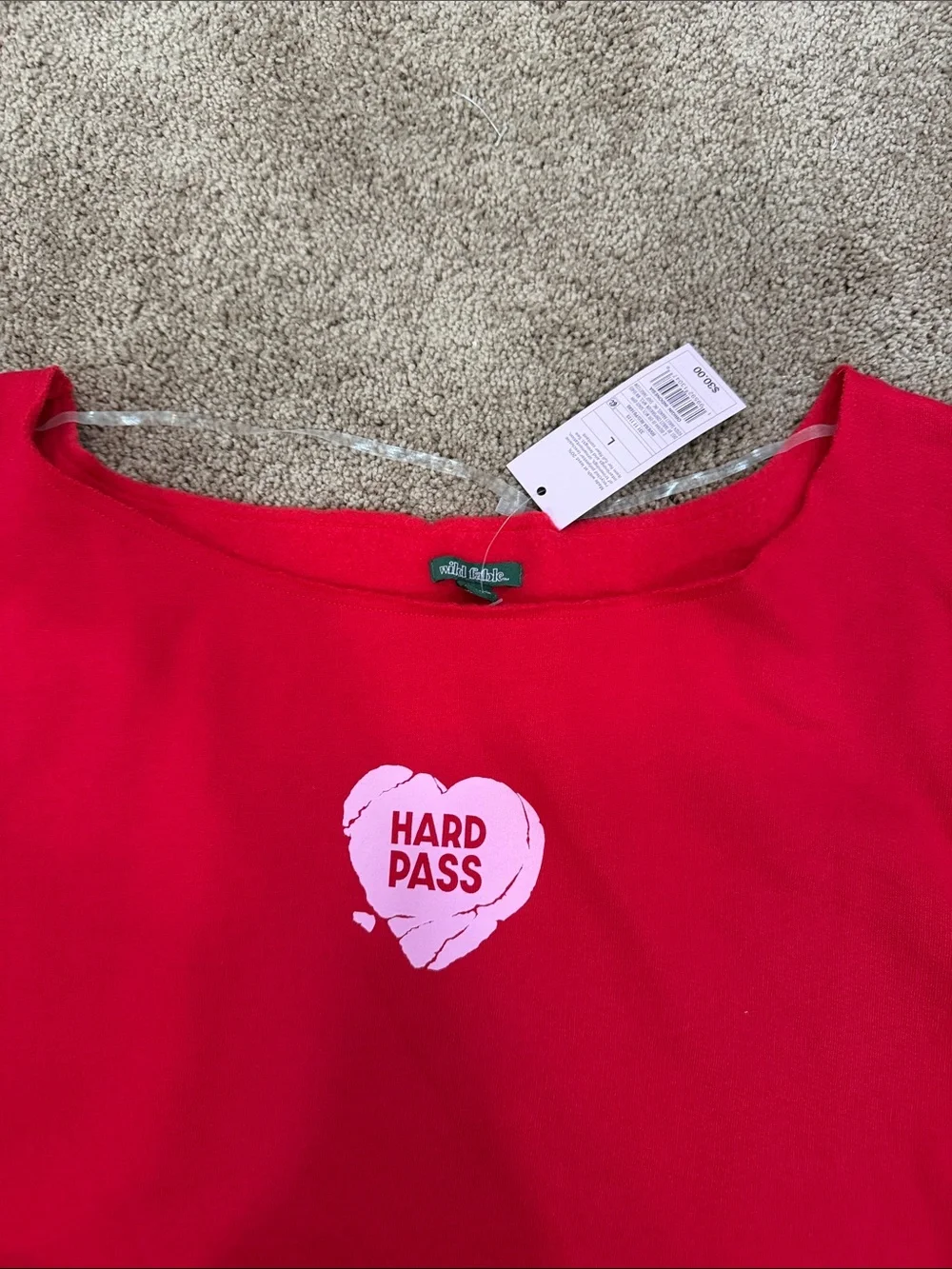 wild fable Red Sweatshirt with 'Hard Pass' Heart Patch - Picture 2 of 4